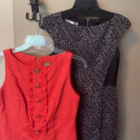 Bundle 2 Dresses Taylor Maggy London Leopard Leather sz 2 - Picture 2 of 16